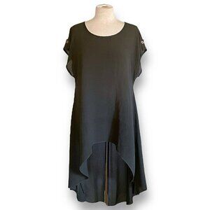 Cha Cha Vente Womens Tunic Top Plus Sz 1X Olive Green Lagenlook Hi Low Hem Shirt